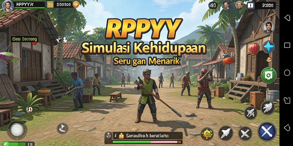 Tampilan screenshot utama RPYYY menampilkan karakter yang berinteraksi dalam dunia simulasi.